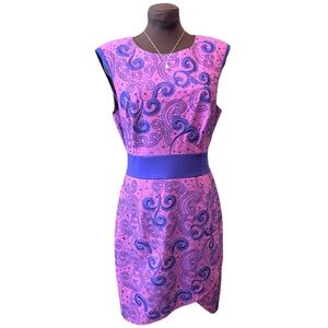 Karen Millen Sleeveless Purple Embroidered Pencil Dress Size